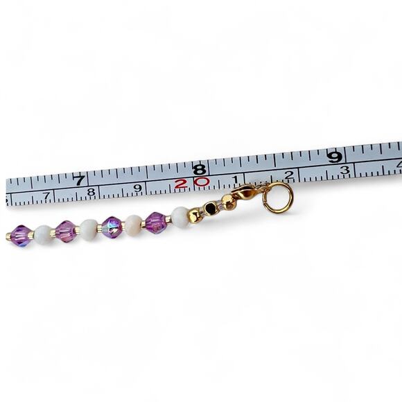 Sparkling Crystal Bracelet Handbag Charm Lavender & White 8.5" Glam Reseller Bag - Picture 4 of 5